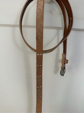 Abercrombie & Fitch light Brown Leather Belt with Silver Buckle. Thin.